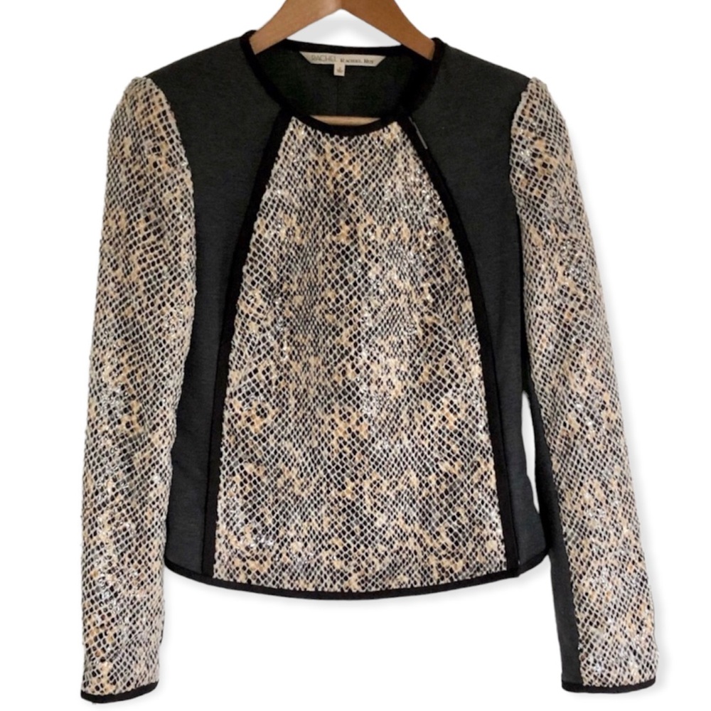 LAST CHANCE: RACHEL Rachel Roy Women’s Faux Snakeskin Collarless Cropped Jacket
